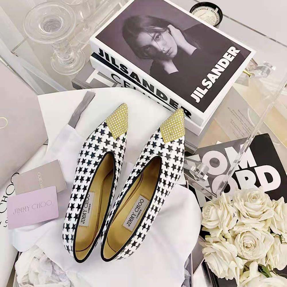 Jimmy Choo Women Nicole 90 Latte and Black Star Houndstooth Printed Wool Pumps - image 5
