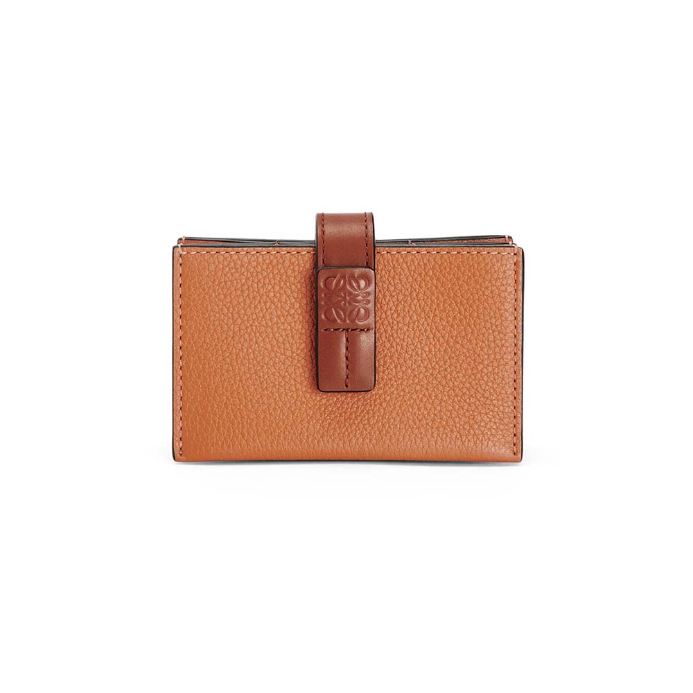 Front view of Loewe Women Accordion Cardholder in soft brown calfskin