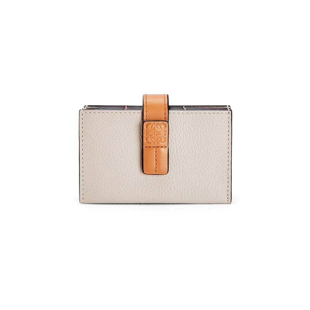 Front view of Loewe Women Accordion Cardholder in Soft Grained Calfskin-White