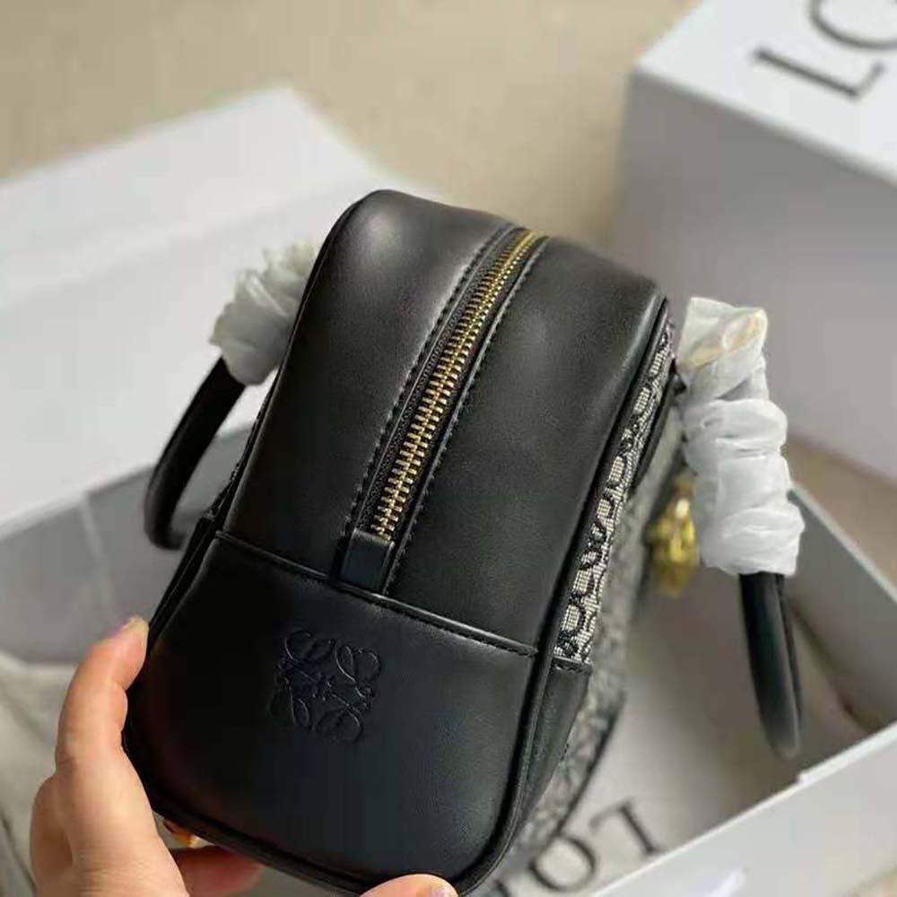 Loewe Women Amazona 19 Square Bag in Jacquard and Calfskin-Black - image 6
