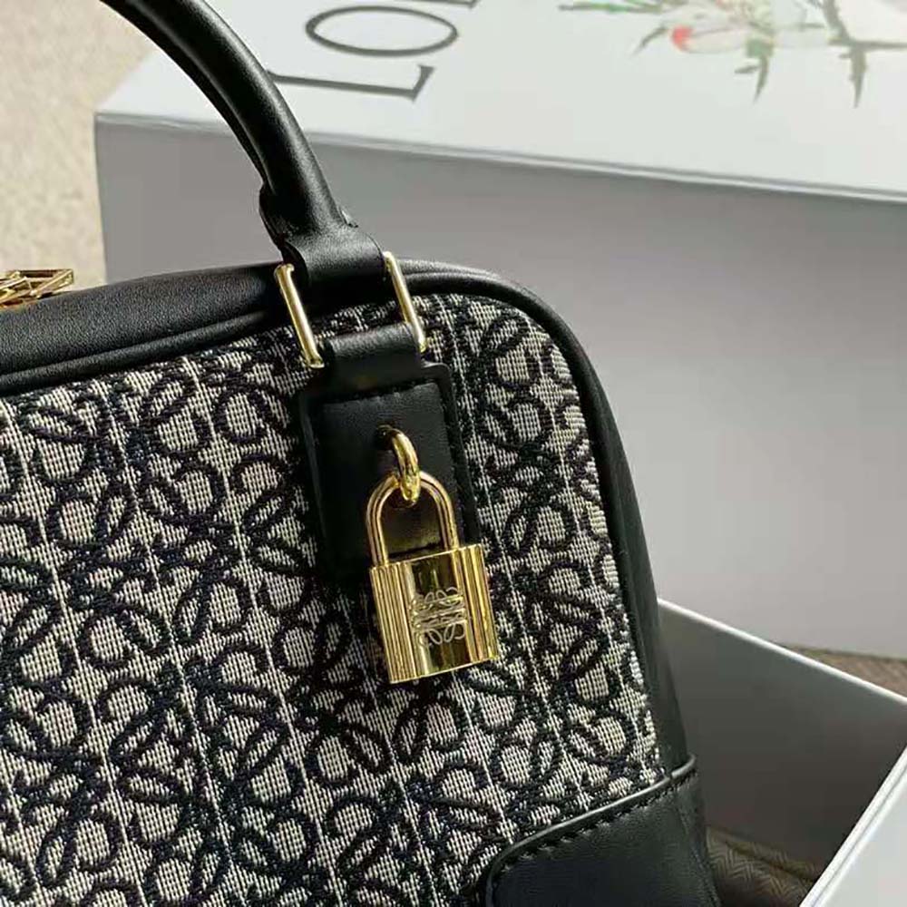 Loewe Women Amazona 19 Square Bag in Jacquard and Calfskin-Black - image 8