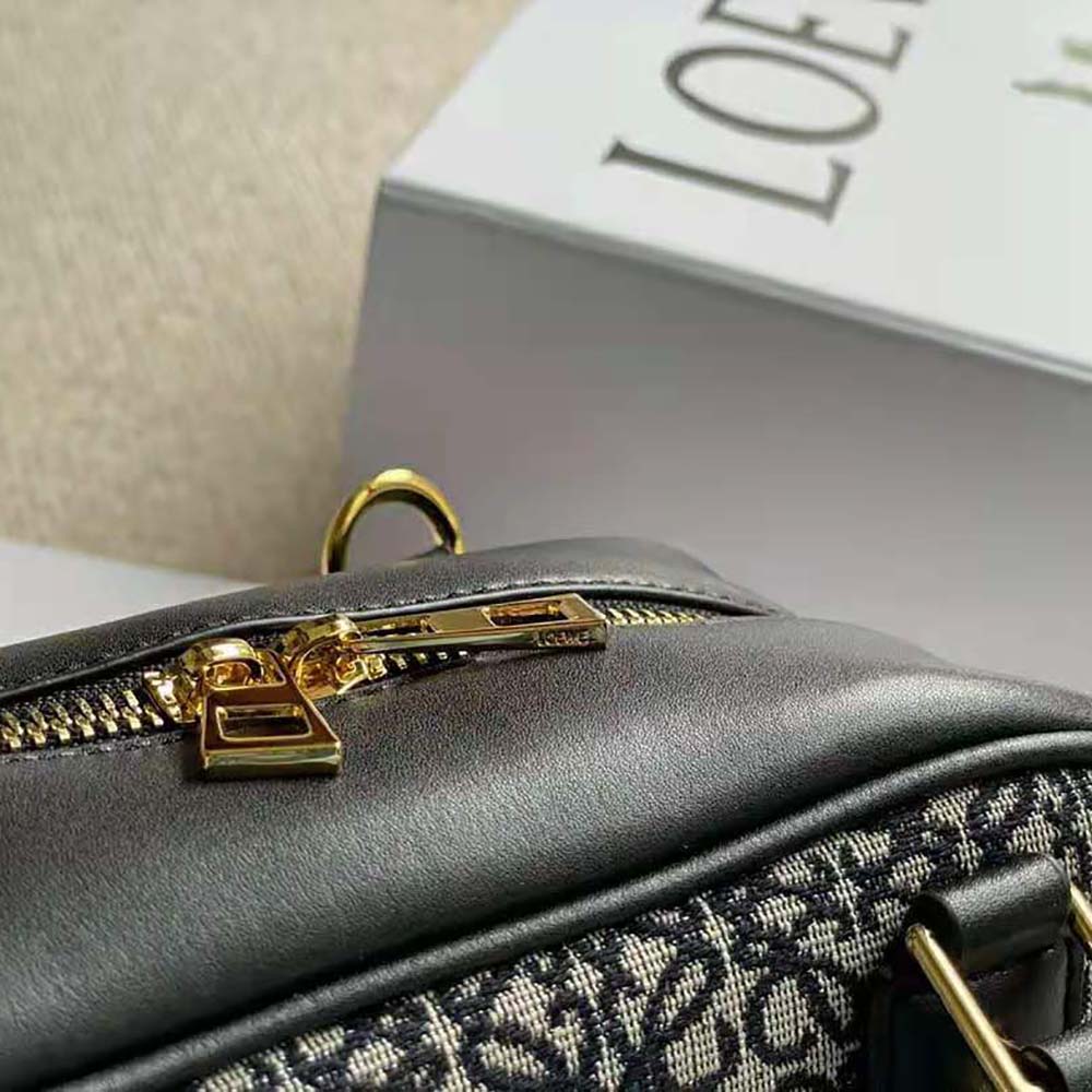 Loewe Women Amazona 19 Square Bag in Jacquard and Calfskin-Black - image 9
