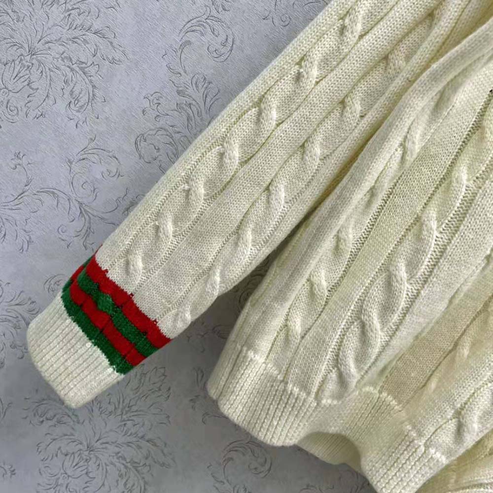 Loewe Women Cable Knit Sweater in Wool-White - image 6