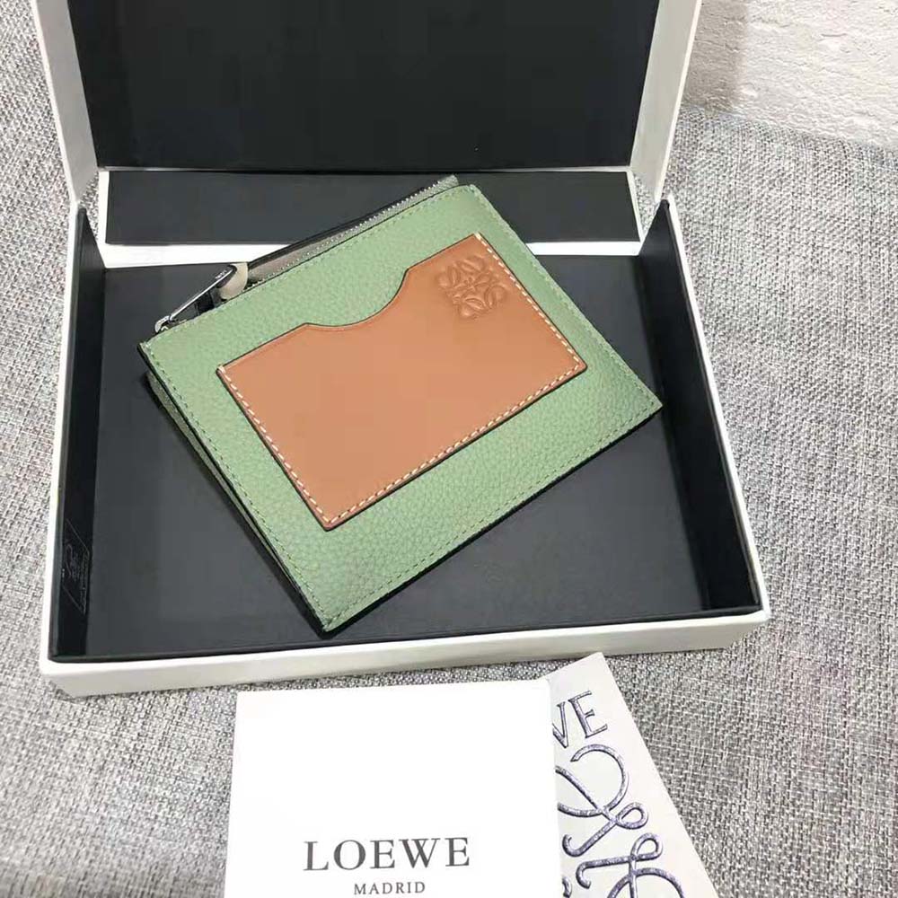 Loewe Women Coin Cardholder in Soft Grained Calfskin-Lime - image 4