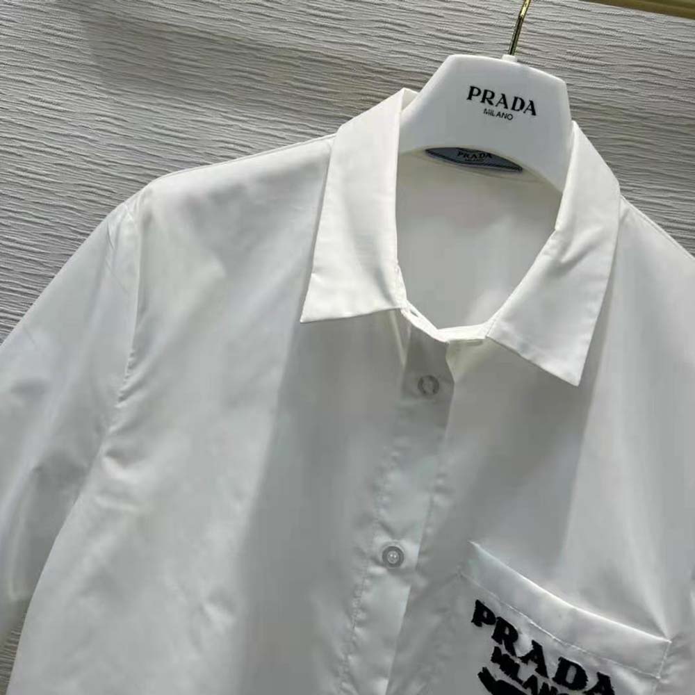 Prada Women Embroidered Poplin Blouse - image 6