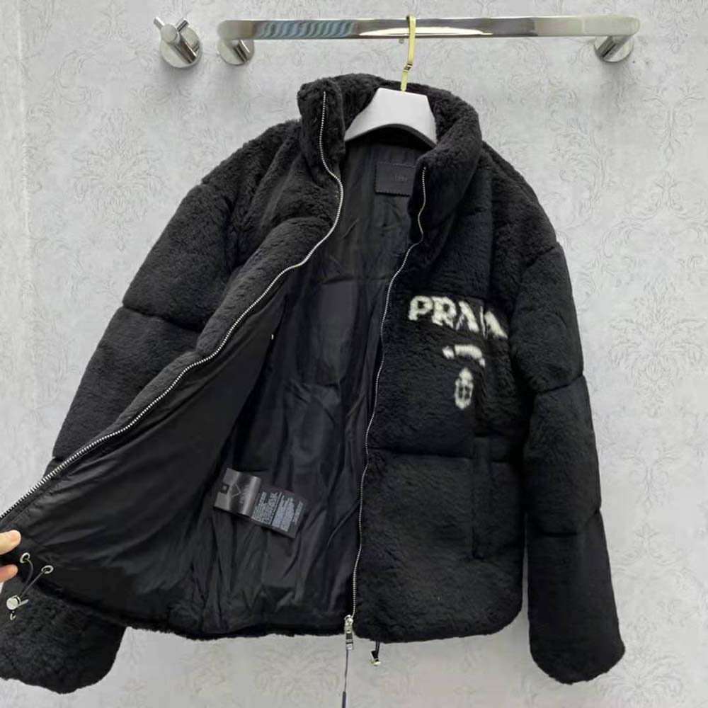 Prada Women Jacket Stands Out for the Delicate Touch of Shearling Jacket-Black - image 4