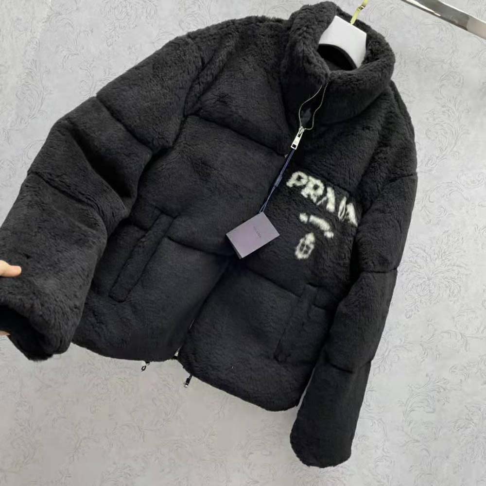 Prada Women Jacket Stands Out for the Delicate Touch of Shearling Jacket-Black - image 5