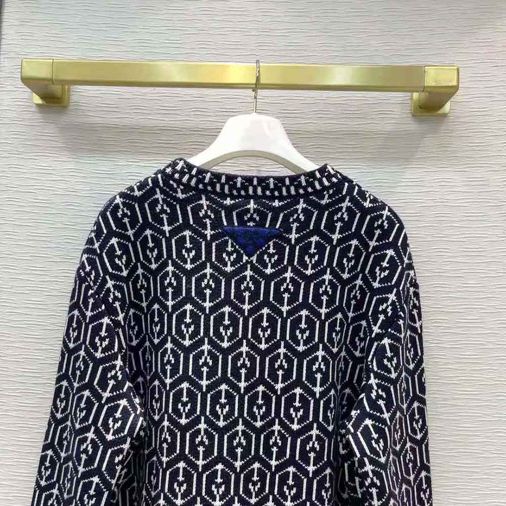 Prada Women Jacquard Shetland Wool Cardigan - image 5