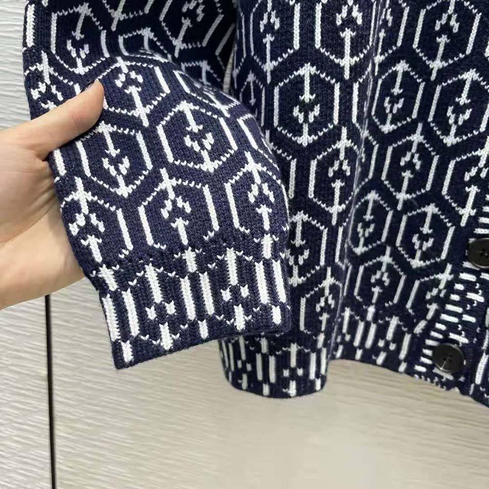 Prada Women Jacquard Shetland Wool Cardigan - image 9
