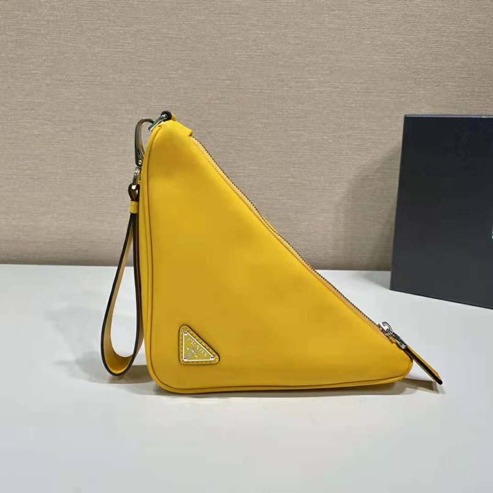 Prada Women Leather Triangle Leather Pouch-Yellow - image 4