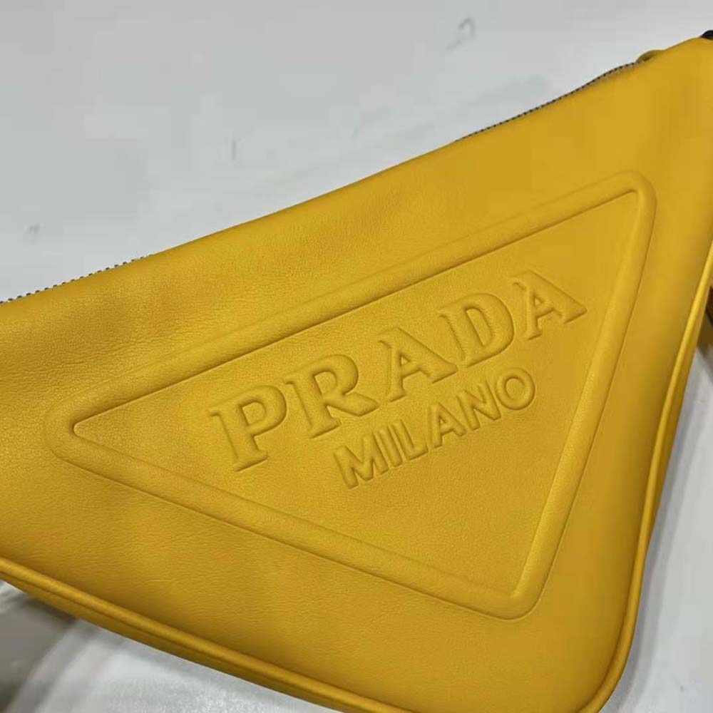 Prada Women Leather Triangle Leather Pouch-Yellow - image 8