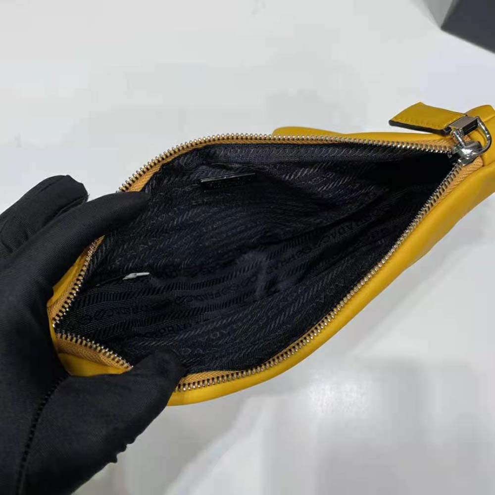 Prada Women Leather Triangle Leather Pouch-Yellow - image 9