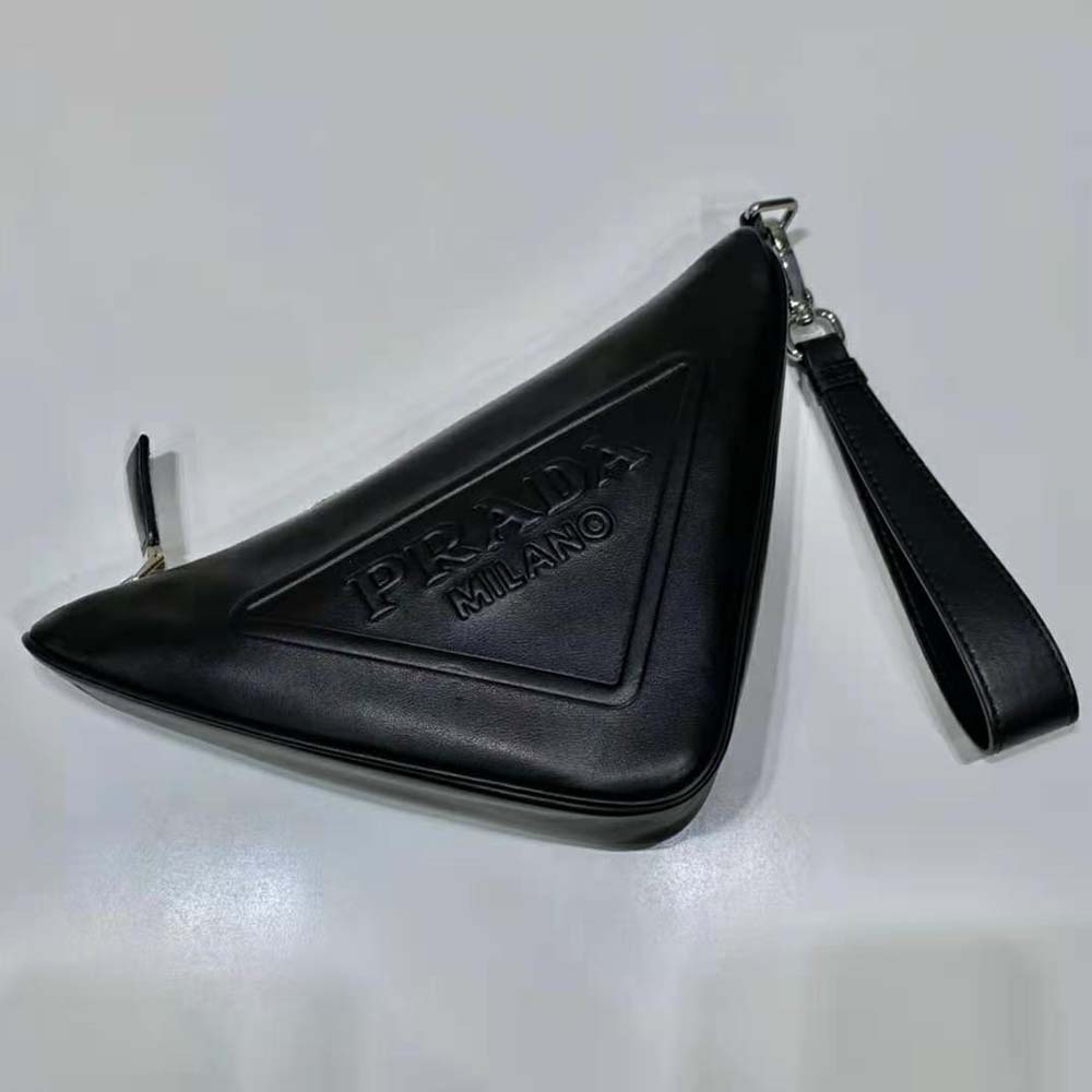 Prada Women Leather Triangle Leather Pouch-Black - image 5