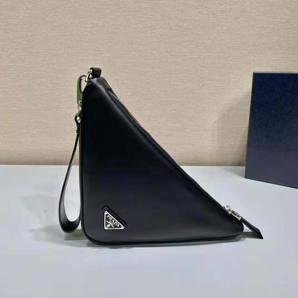 Prada Women Leather Triangle Leather Pouch-Black - image 4