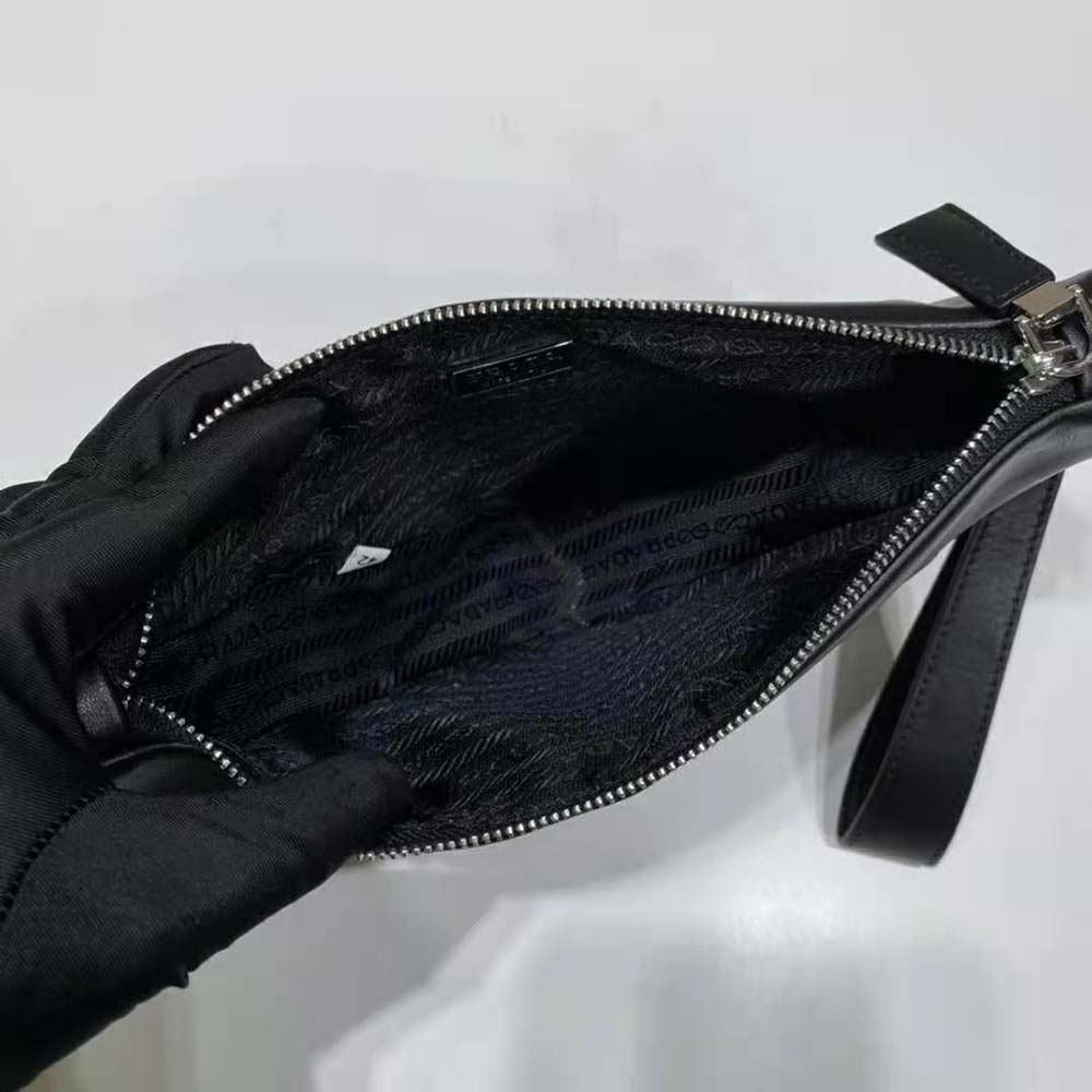Prada Women Leather Triangle Leather Pouch-Black - image 9