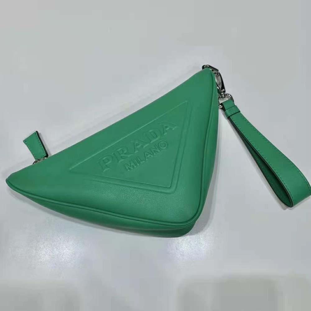Prada Women Leather Triangle Leather Pouch-Green - image 5