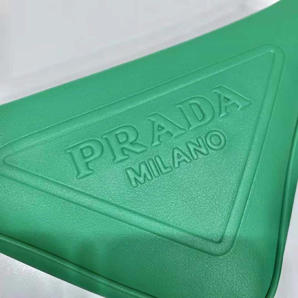 Prada Women Leather Triangle Leather Pouch-Green - image 8