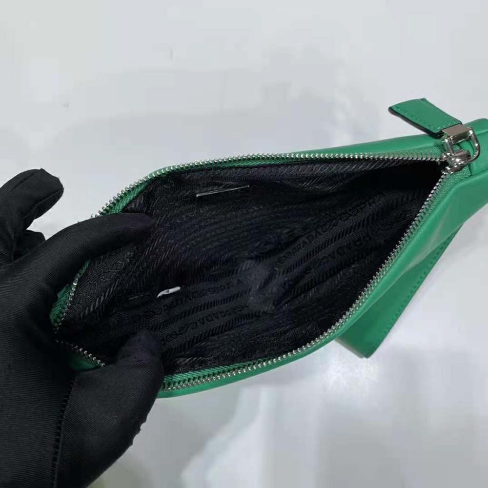 Prada Women Leather Triangle Leather Pouch-Green - image 9