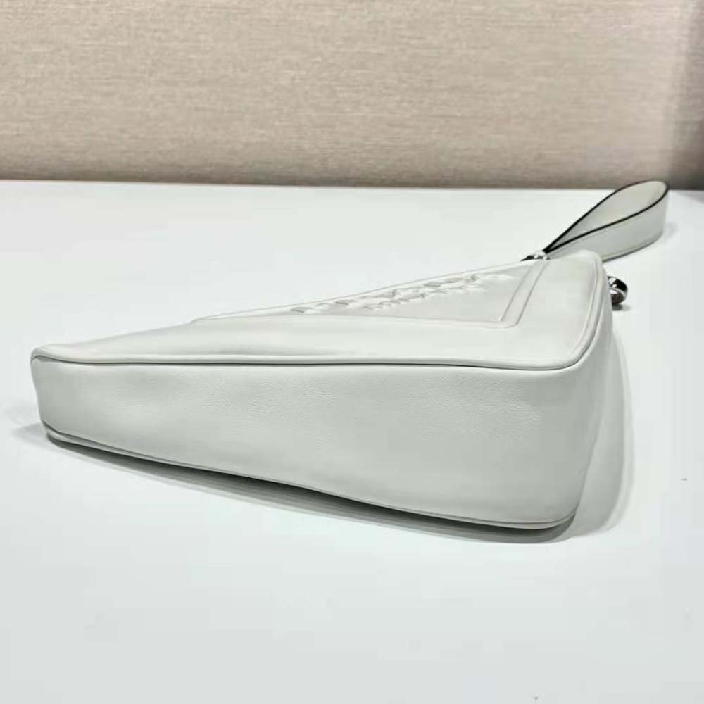 Prada Women Leather Triangle Leather Pouch-White - image 6