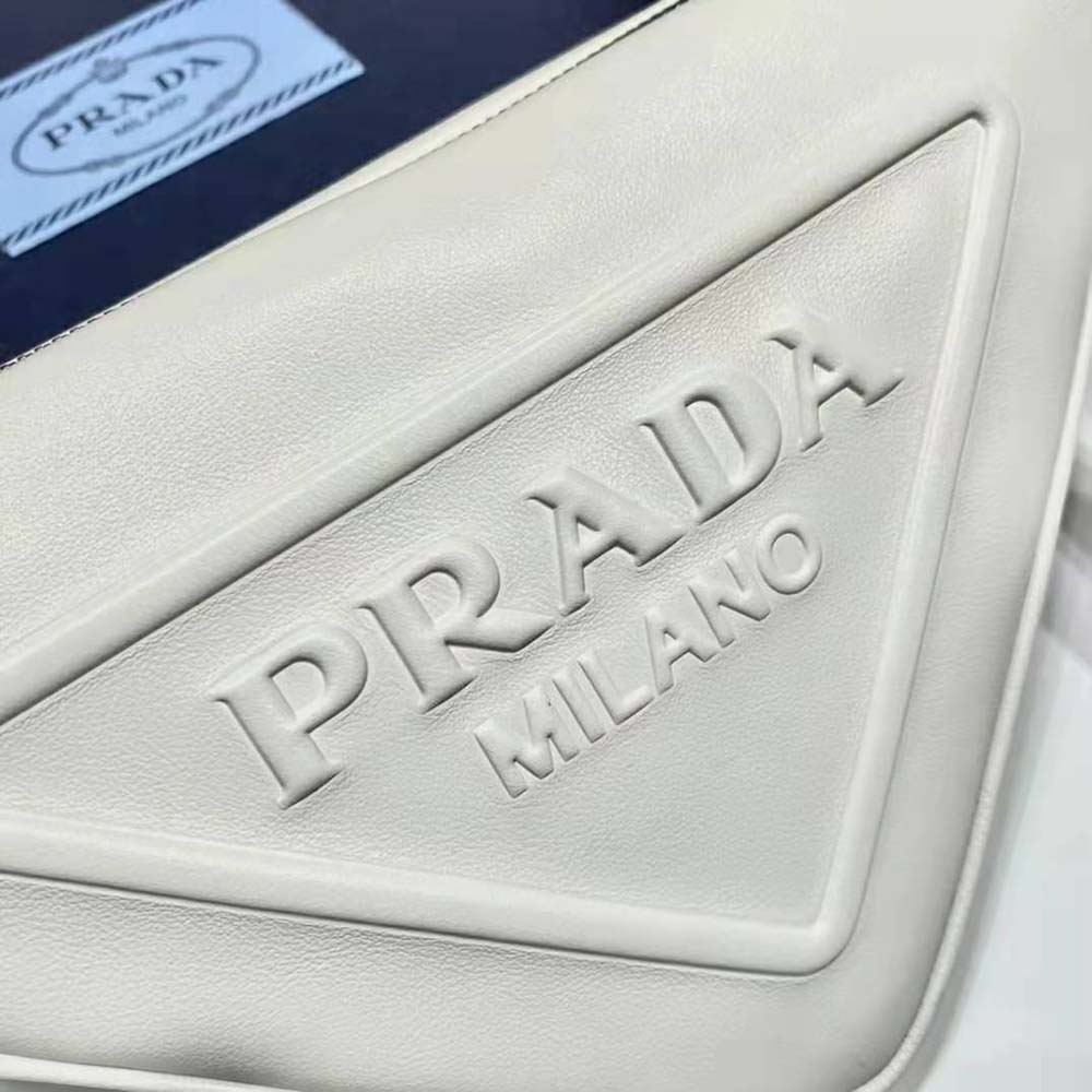 Prada Women Leather Triangle Leather Pouch-White - image 8