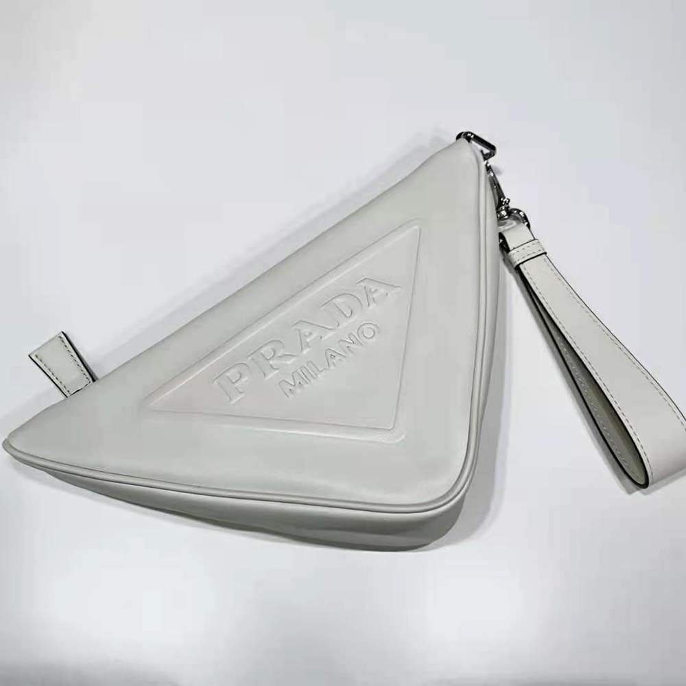 Prada Women Leather Triangle Leather Pouch-White - image 5