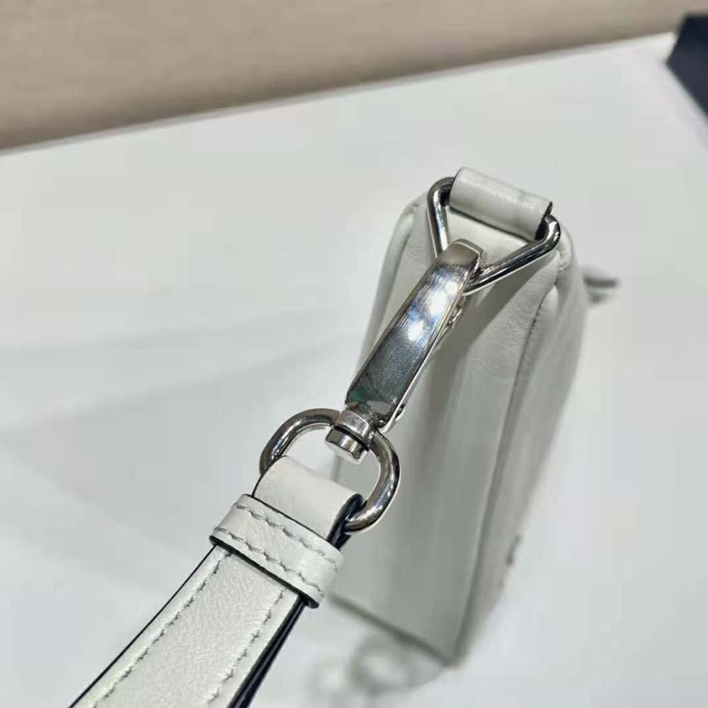 Prada Women Leather Triangle Leather Pouch-White - image 7