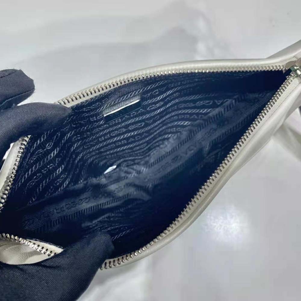 Prada Women Leather Triangle Leather Pouch-White - image 9