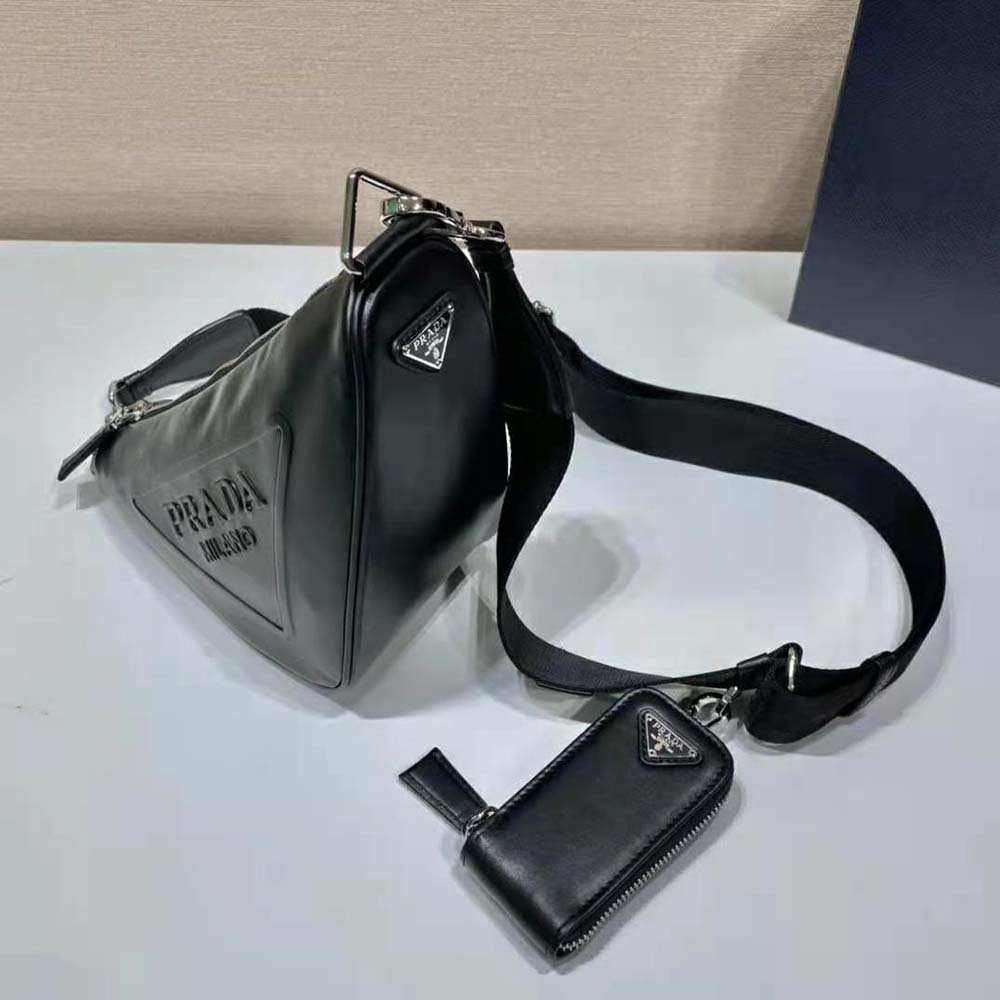 Prada Women Leather Triangle Shoulder Bag-Black - image 5