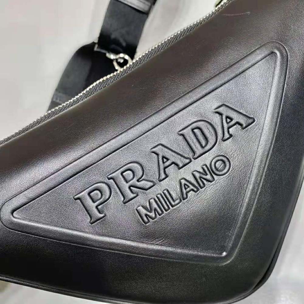 Prada Women Leather Triangle Shoulder Bag-Black - image 8