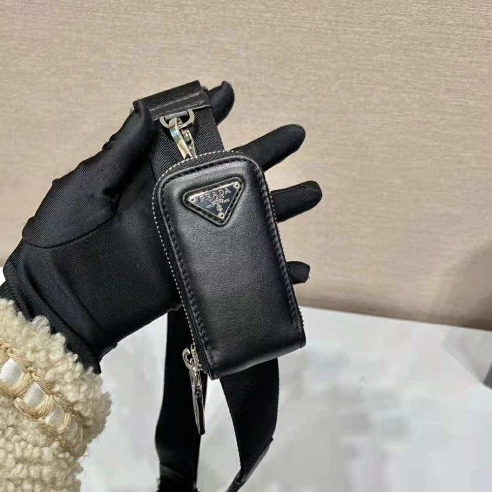 Prada Women Leather Triangle Shoulder Bag-Black - image 7