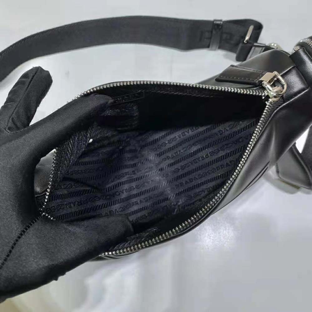 Prada Women Leather Triangle Shoulder Bag-Black - image 9