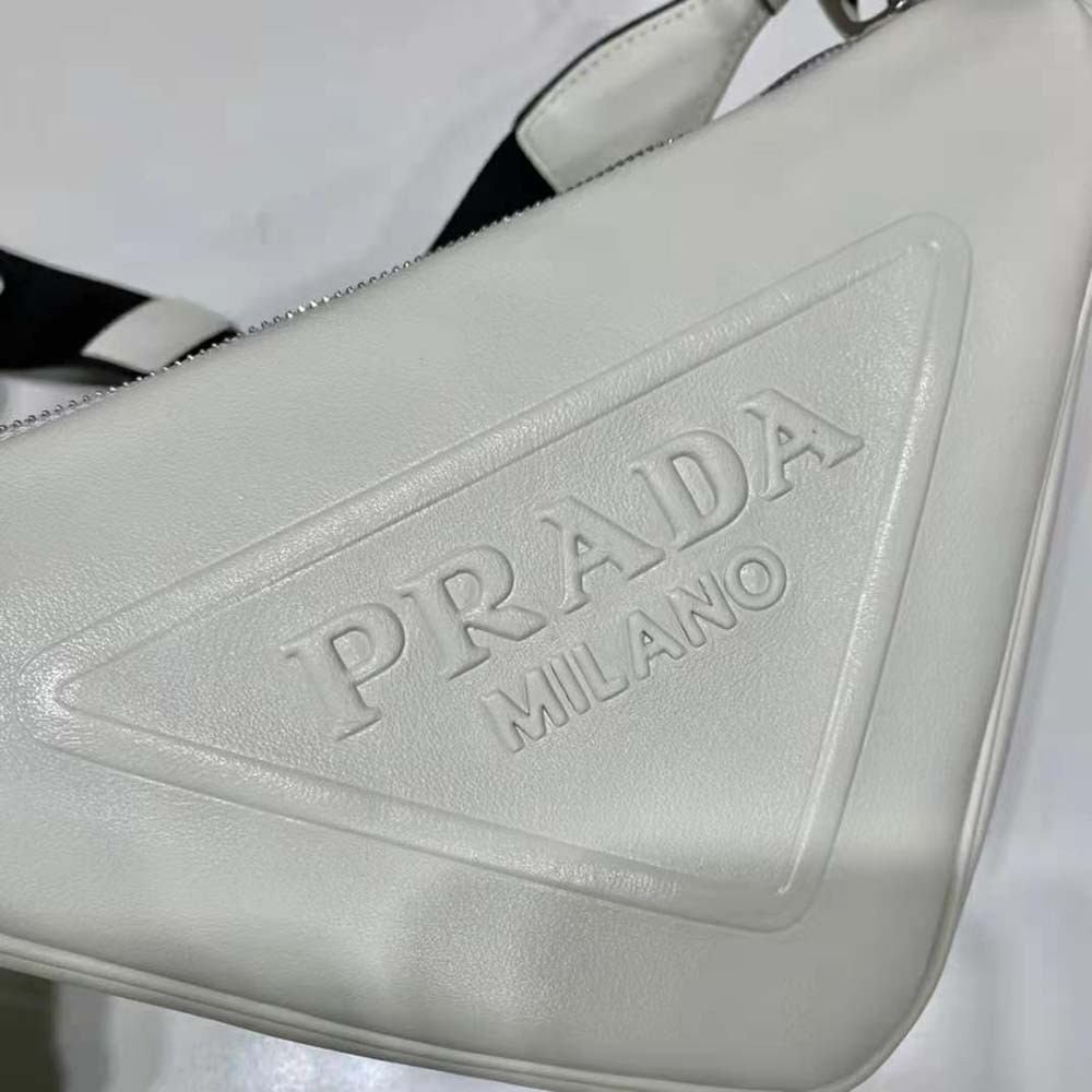 Prada Women Leather Triangle Shoulder Bag-White - image 8