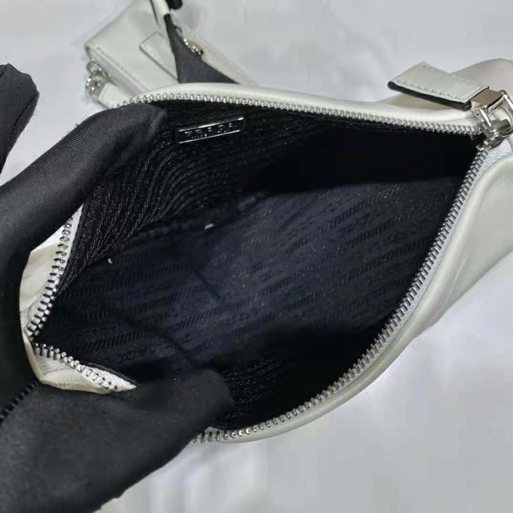 Prada Women Leather Triangle Shoulder Bag-White - image 9