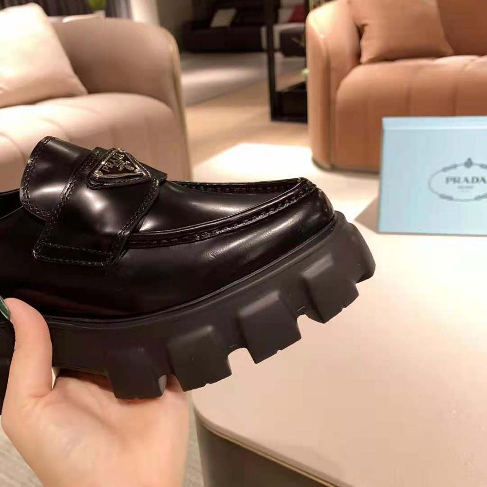 Prada Women Monolith Pointy Brushed Leather Loafer - image 6