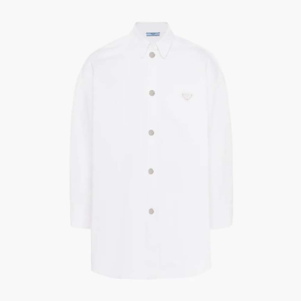 Prada Women Oversized Organic Denim Shirt-White - image 1