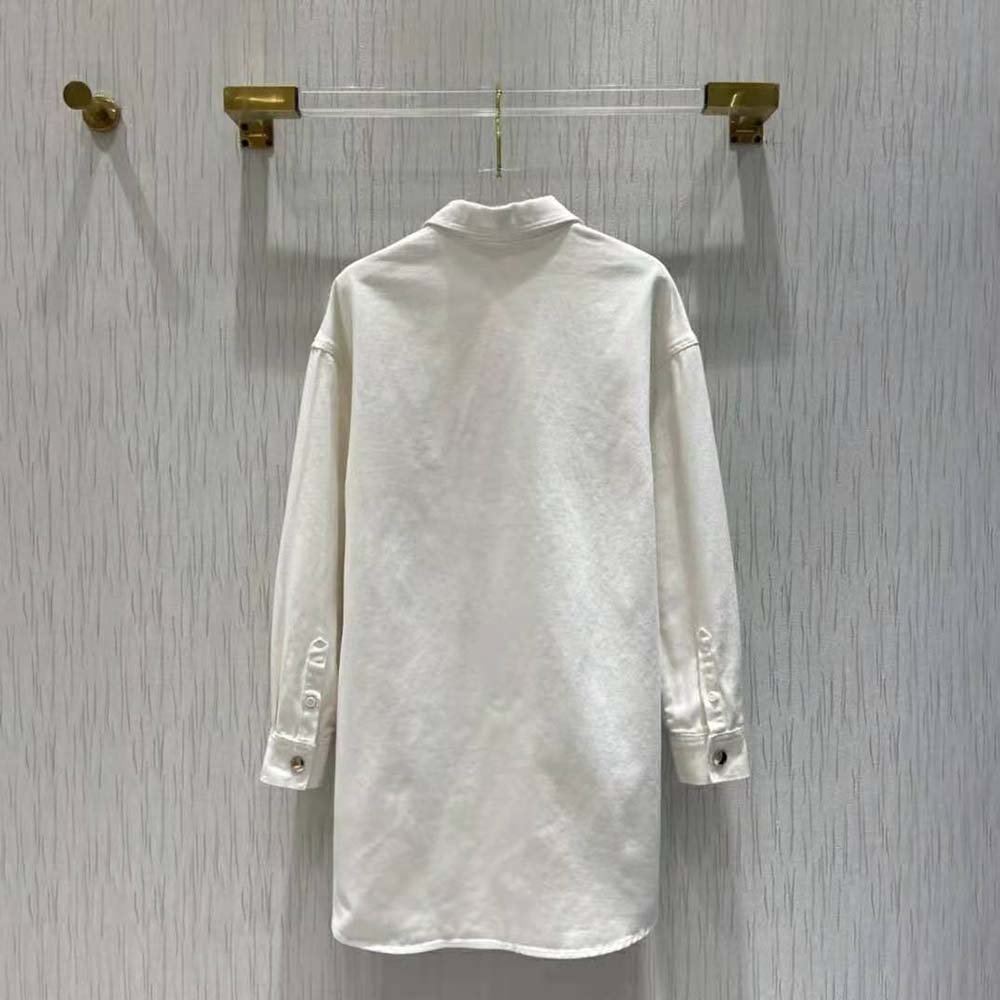 Prada Women Oversized Organic Denim Shirt-White - image 3