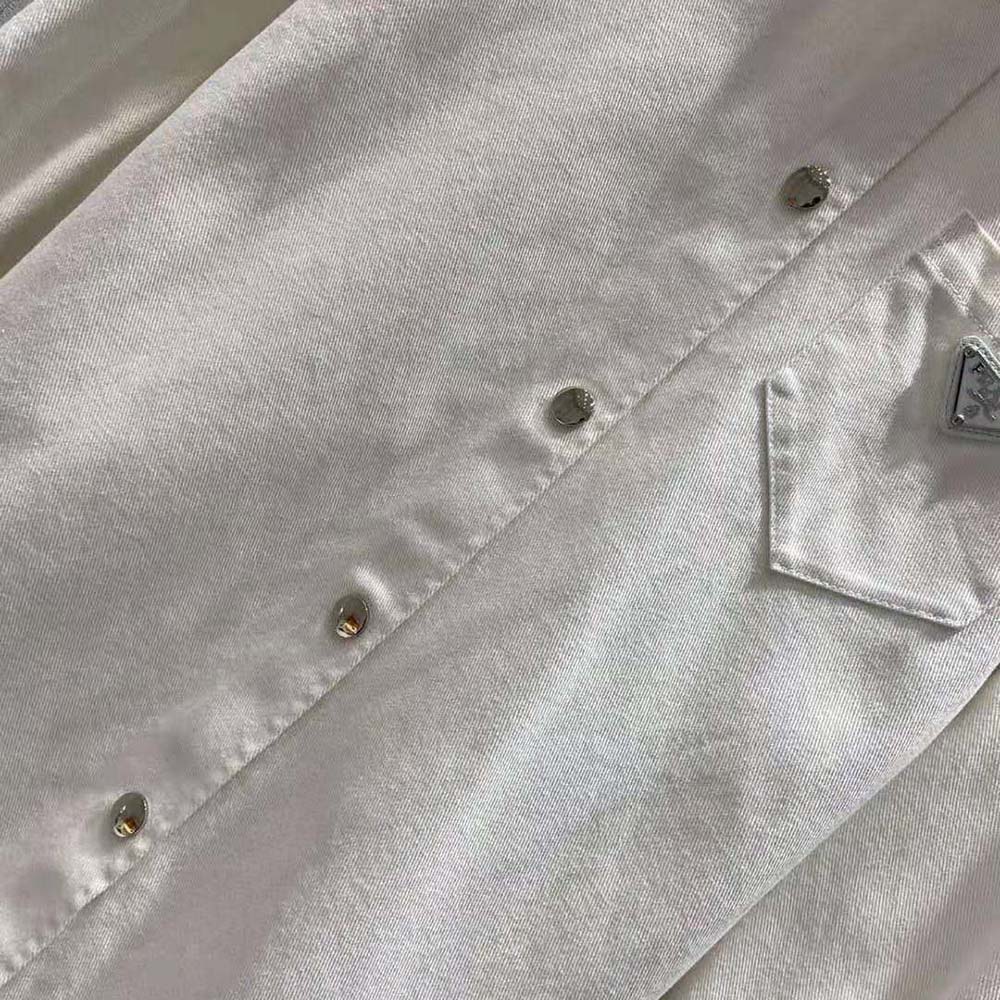 Prada Women Oversized Organic Denim Shirt-White - image 7