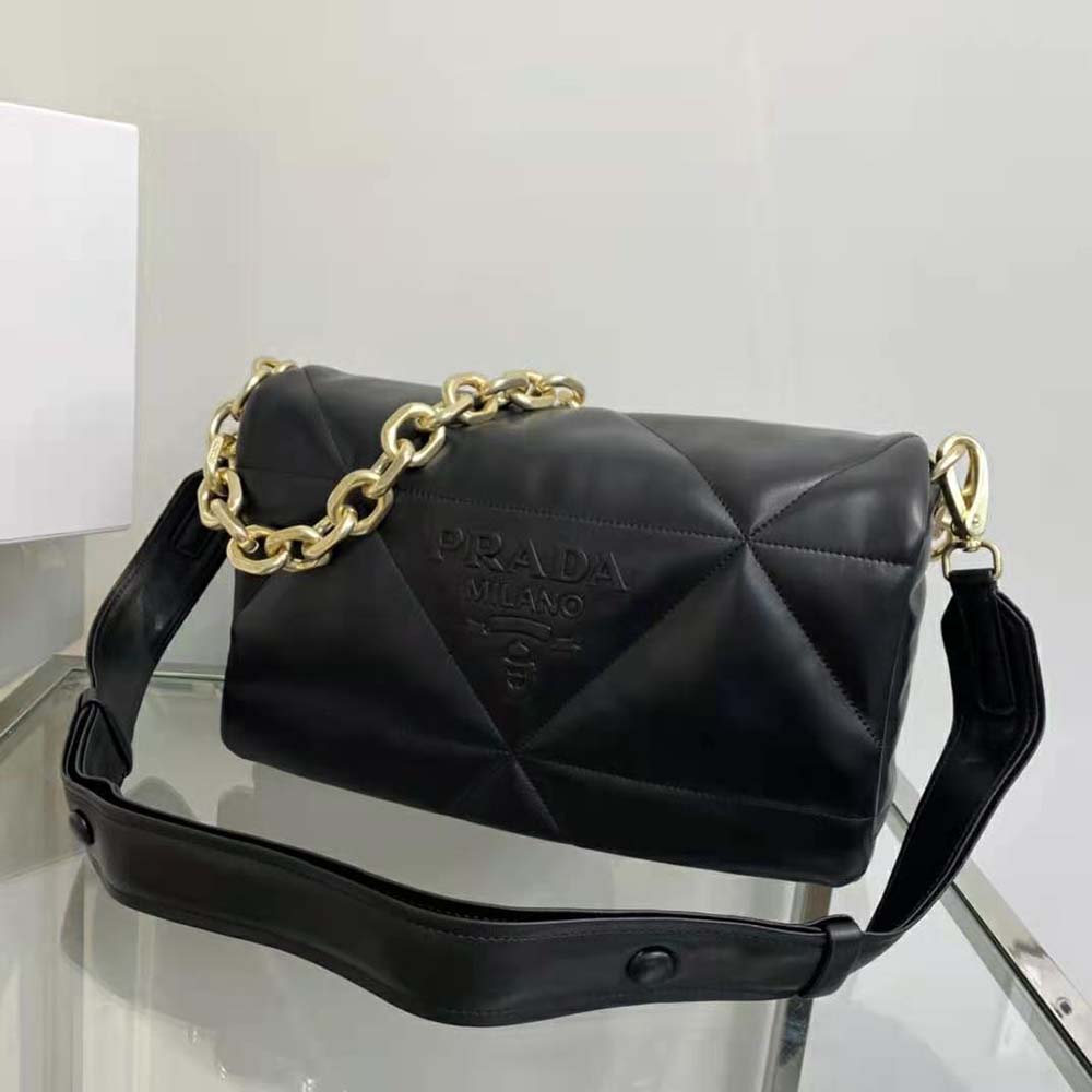 Prada Women Padded Nappa Leather Shoulder Bag-Black - image 5