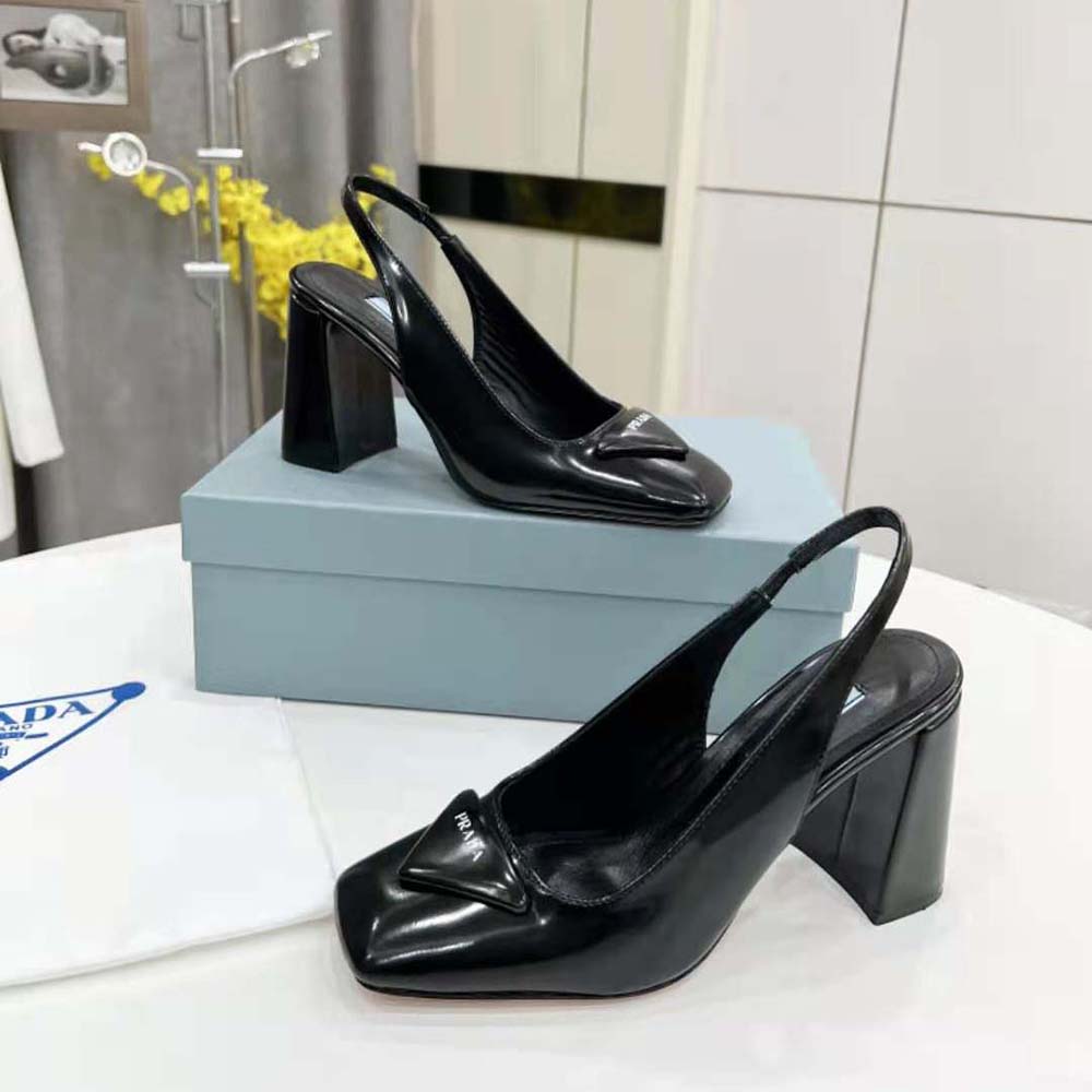 Prada Women Patent Leather Sling-Back Pumps - image 5