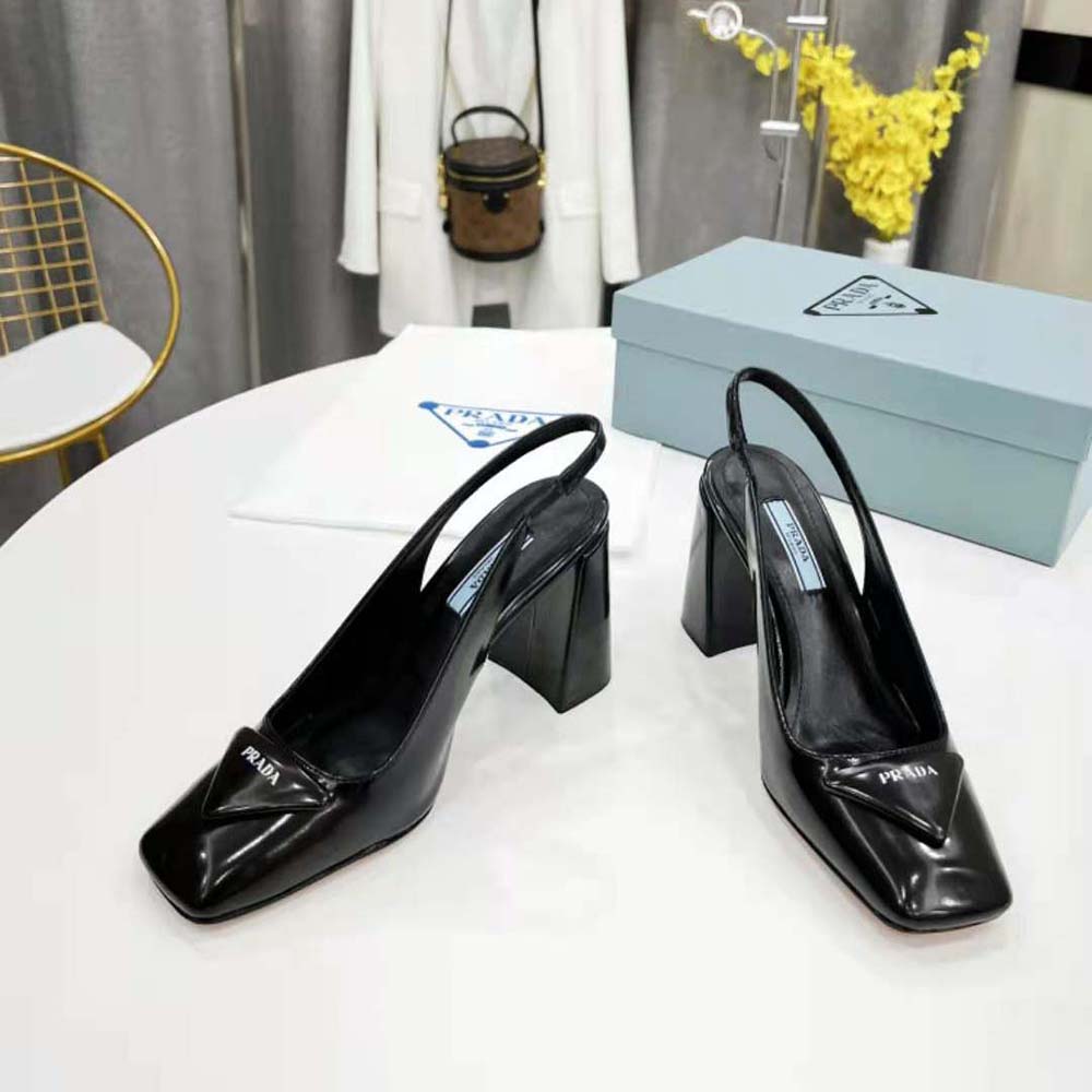Prada Women Patent Leather Sling-Back Pumps - image 4