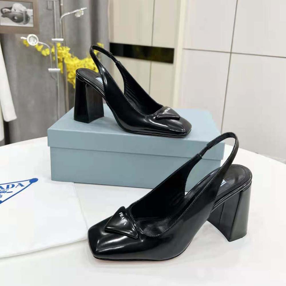 Prada Women Patent Leather Sling-Back Pumps-Black - image 5