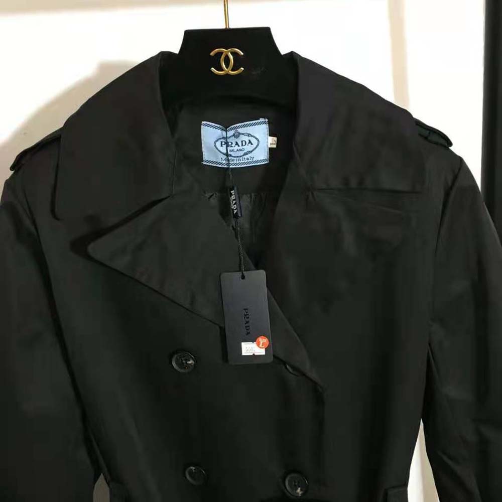 Prada Women Re-Nylon Gabardine Trench Coat-Black - image 4