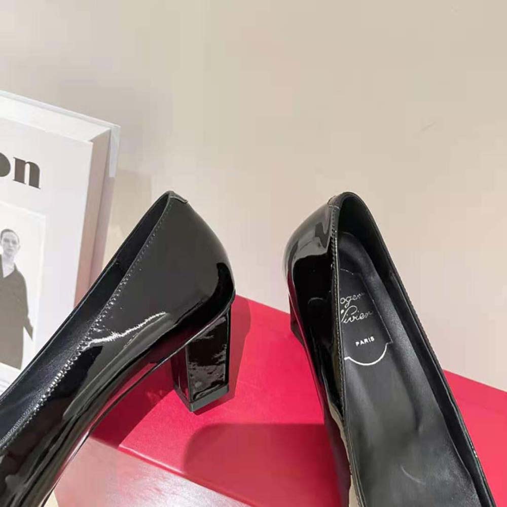 Roger Vivier Women Belle Vivier Metal Buckle Pumps in Patent Leathe - image 7