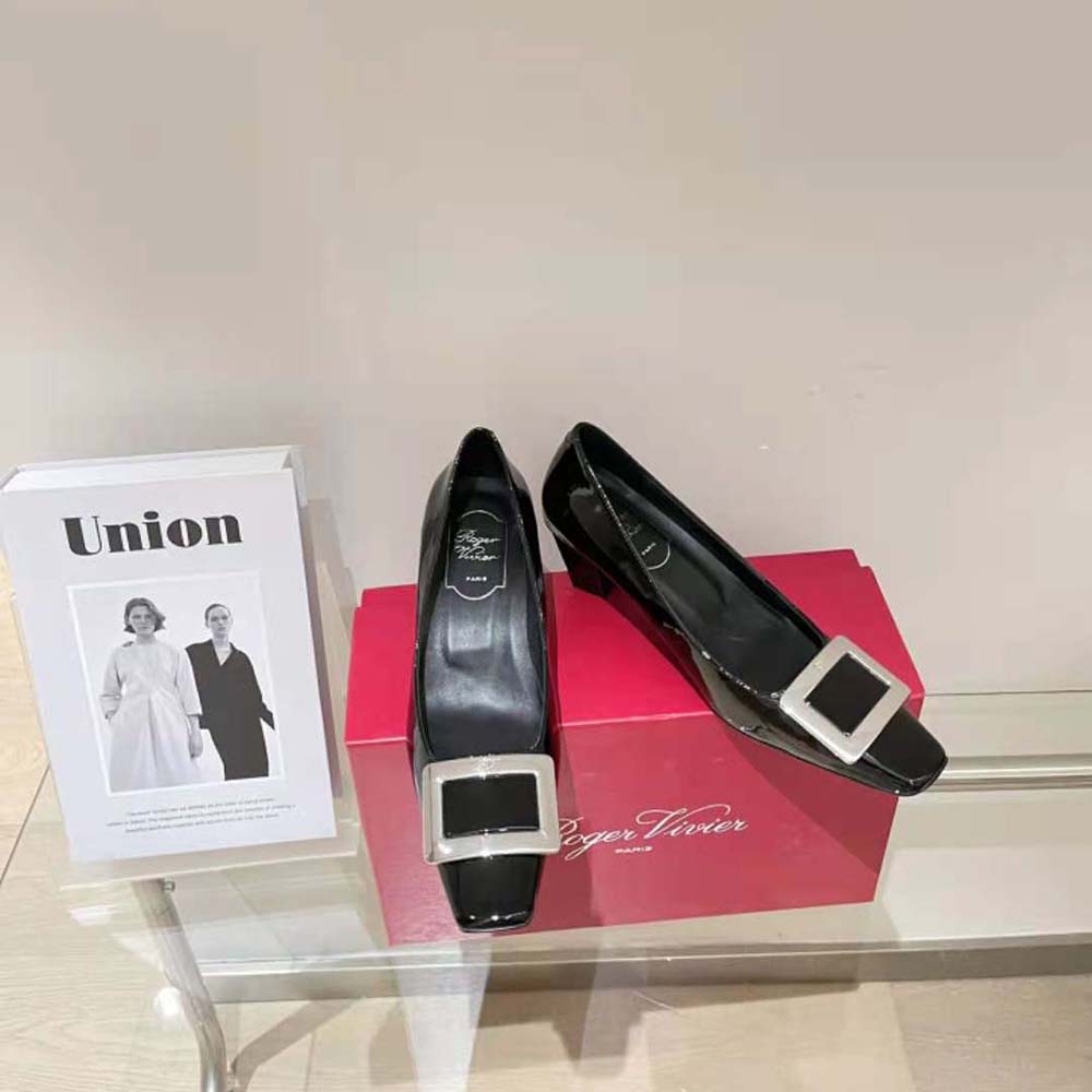 Roger Vivier Women Belle Vivier Metal Buckle Pumps in Patent Leathe - image 4