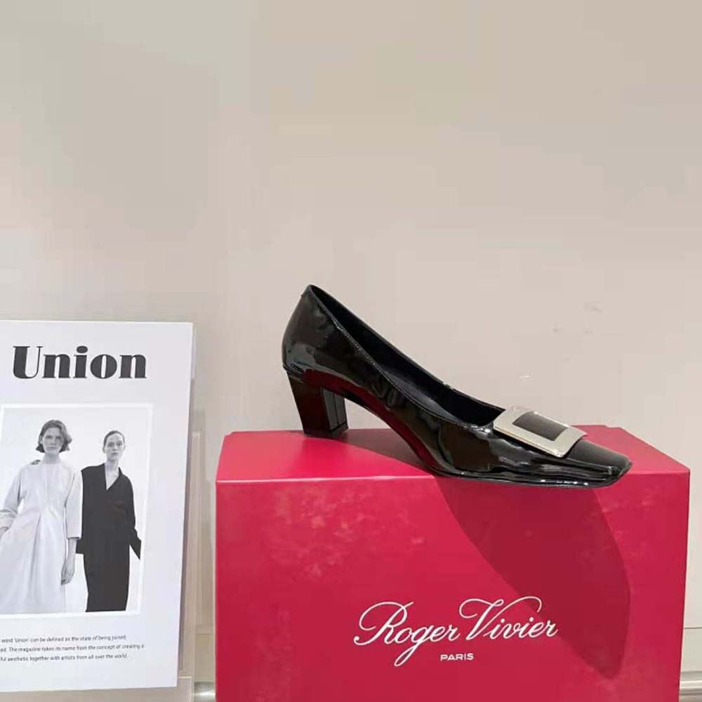 Roger Vivier Women Belle Vivier Metal Buckle Pumps in Patent Leathe - image 6