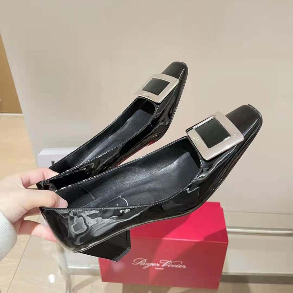 Roger Vivier Women Belle Vivier Metal Buckle Pumps in Patent Leathe - image 5