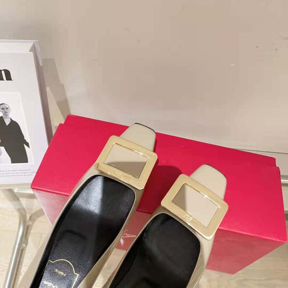 Roger Vivier Women Belle Vivier Metal Buckle Pumps in Patent Leather-Brown - image 8