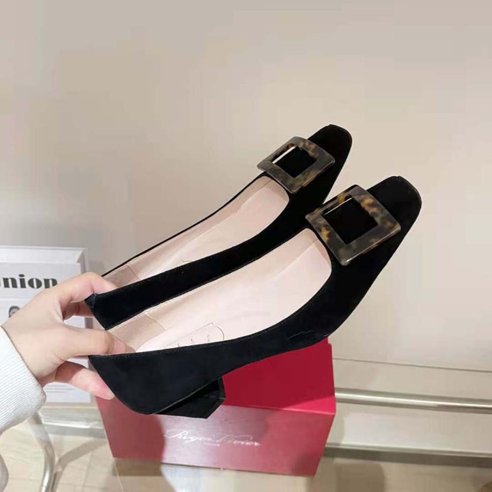 Roger Vivier Women Belle Vivier Turtle Buckle Pumps in Suede - image 5