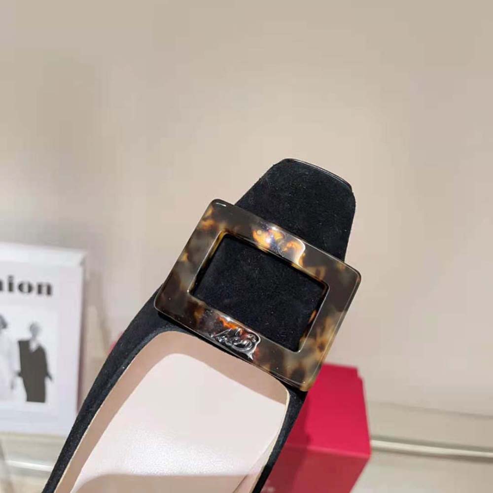 Roger Vivier Women Belle Vivier Turtle Buckle Pumps in Suede - image 8