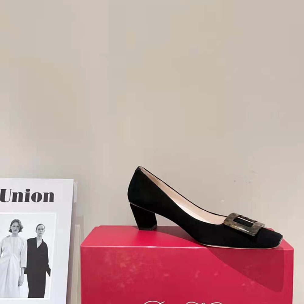 Roger Vivier Women Belle Vivier Turtle Buckle Pumps in Suede - image 7